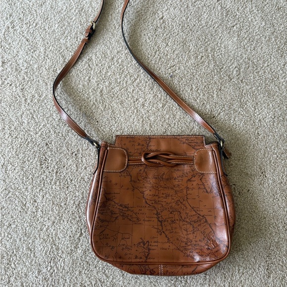 Patricia Nash Map Print Leather Crossbody Bag Brown Vintage Adjustable purse - Picture 16 of 16